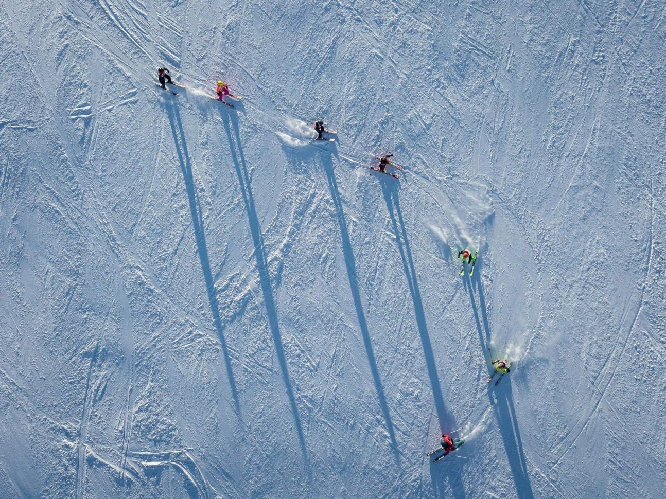 Skieur à Valloire Galibier vue drone